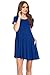 Simlu Womens Midi Dress with Short Sleeves, Swing Dress with Pockets,Cobalt,Small