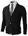 H2H Mens Slim Fit V-Neck Button Up Cardigan Sweater Black US S/Asia M (CMOCAL07)