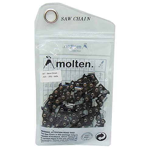Molten. 16 Inch Chainsaw Chain .325 .050 66DL Replacement for Husqvarna 435 440 (e) 445 450