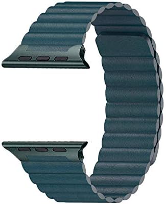 MGABS Compatible for Apple Watch Band 44mm 42mm 40mm 38mm - Strong Magnetic Leather Loop Replacement Strap Wristband for iWatch Series 4/3/2/1