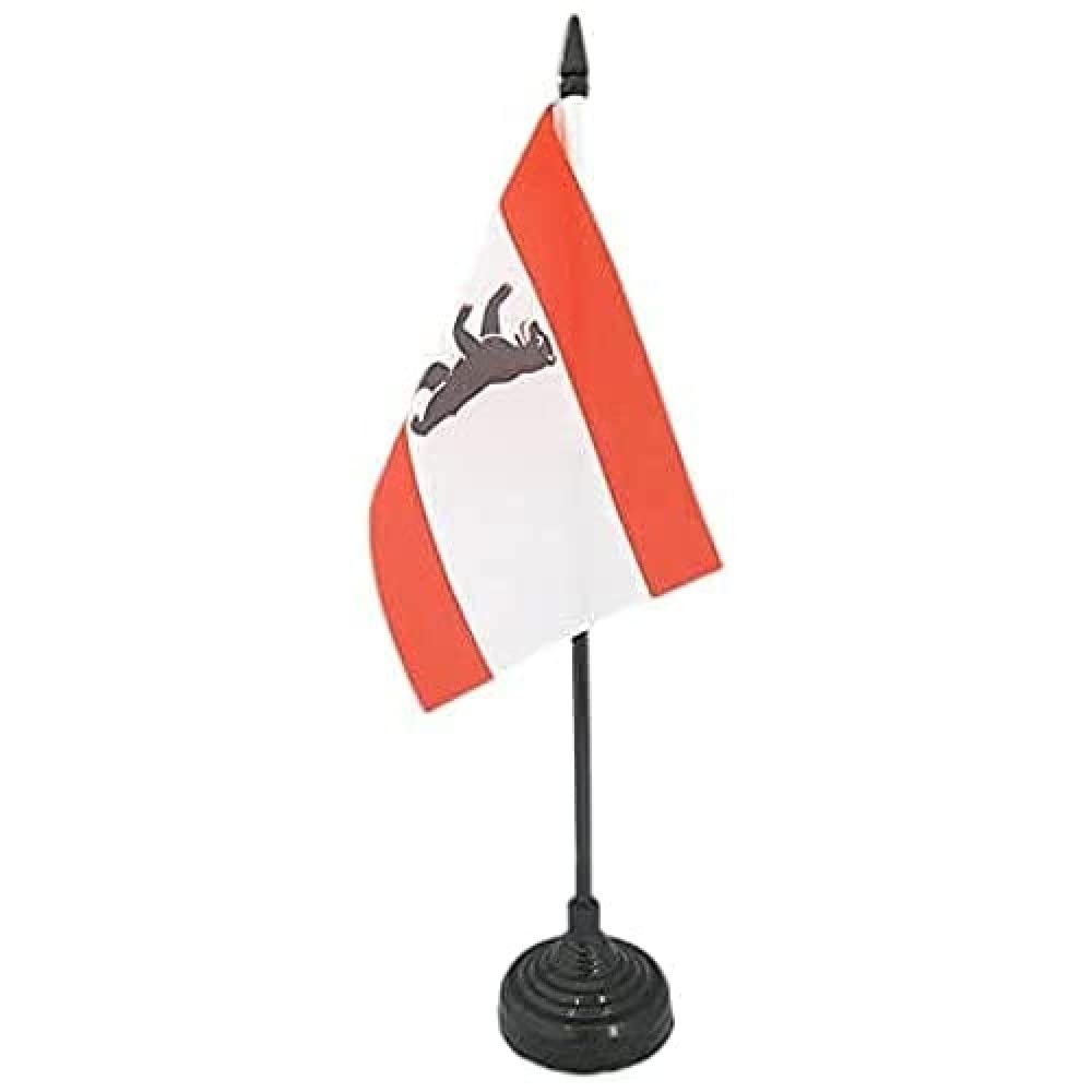 AZ FLAG - Berlin Table Flag 4'' x 6'' - German region of Berlin Office Mini Banner 100% Polyester 15 x 10 cm - Mini Desk Flag with 10'' Pole and Black Plastic Base
