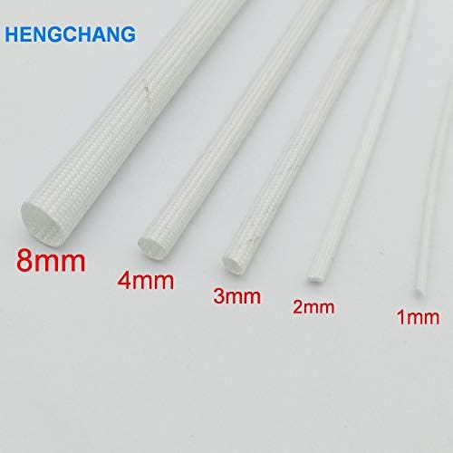 Graven Diameter High Temperature Braided Soft Chemical Fiber Tubing Insulation Cable Sleeve Fiberglass Tube High Temperature casing - (Color: White, Inside Diameter: 3mm)