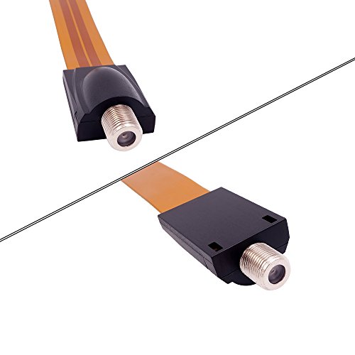 Fancasee (Ultra-Thin) Flat Coaxial Cable Wire Female to Female F Type Coax Connector Jack Cable for Door Windows Outdoor Cable Wire Antenna Lead-in Indoor (12.4 inch)