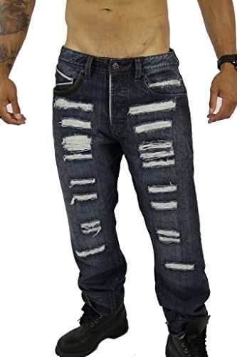 Worior Mens Fallen Slim Denim Jeans 