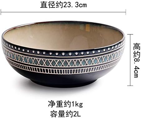 NiNnn Style Underglaze Cutlery Set Red Rose Ceramic Tableware Home Soup Bowl Rice Bowl Plate Hand-painted Fish Dish, 9-Inch Soup Bowl
