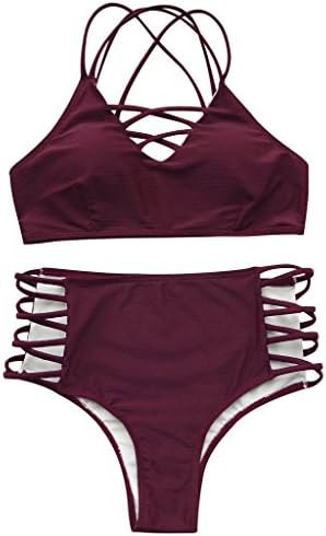 Women's High Waisted Push Up Cross Padding Bikini Bathing Suit