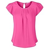 Simier Fariry Women O Neck Short Sleeve Pleated Blouse For Women Red 12