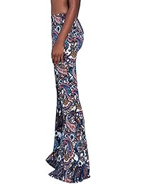 Pink Wind Pantalones acampanados para dama Pantalones largos con estampado boho y acampanado de cintura alta