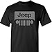Jeep Wrangler Grey Logo on a Black Short Sleeve T Shirt, Black, X-Large