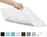 Gorilla Grip Original Patented Bath, Shower, Tub Mat, 35x16, Washable, Antibacterial, BPA, Latex, Phthalate Free, Bathtub Mats with Drain Holes, Suction Cups, XL Size Bathroom Mats, Snow Opaque