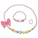 SMITCO Kids Jewelry - for Little Girls and Toddlers to Play Dress Up - Stretch Bow Necklace, Ring and Bracelet Set