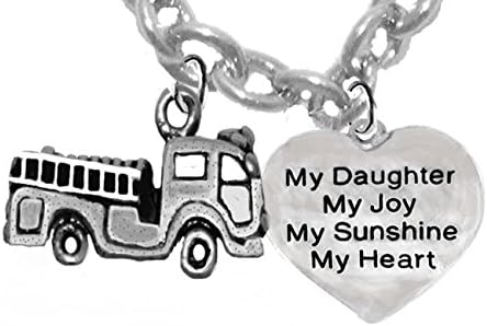 Cardinali Jewelry Children's, Girls. Firefighter's, Firemans Daughter, My Daughter, My Joy, My Sunshine, My Heart, Adjustable Necklace,