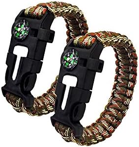 Outdoor Survival Paracord Bracelet Kuger Emergency Paracord Survival Bracelet with Multi Tool (Colorful-MC)