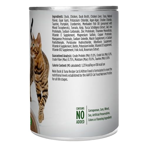NULO DUCK & TUNA RECIPE PATE WET CANNED CAT FOOD, 12.5 OUNCE (PACK OF 12)