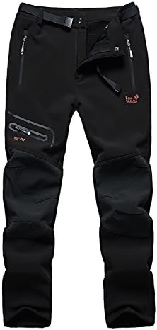 Skyinger Men's Outdoor Windproof Waterproof Softshell Fleece Snow Pants,US1602M Black XL