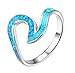 ACEFEEL Wave Ocean Beach Ring 925 Sterling Silver Paved Created Opal Size 6