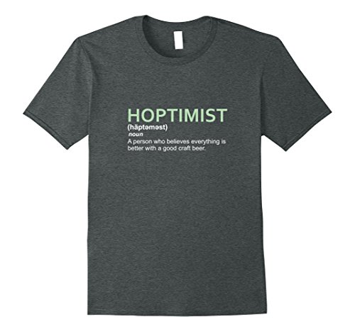 Mens HOPTIMIST T-Shirt for Craft Beer Lovers Large Dark Heather