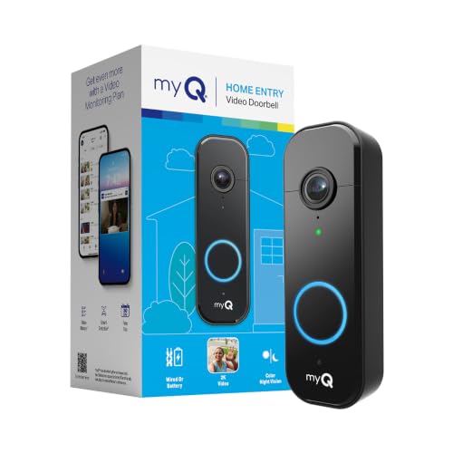 Chamberlain myQ Video Doorbell | 2K Camera, Battery/Wired, Color Night Vision, Live...