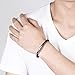MERIT OCEAN Black Genuine Leather Bracelet Rope for Men Wrist Band Stainless Steel Automatic Button Clasp 8.6 Inch (8.6inch(22cm))