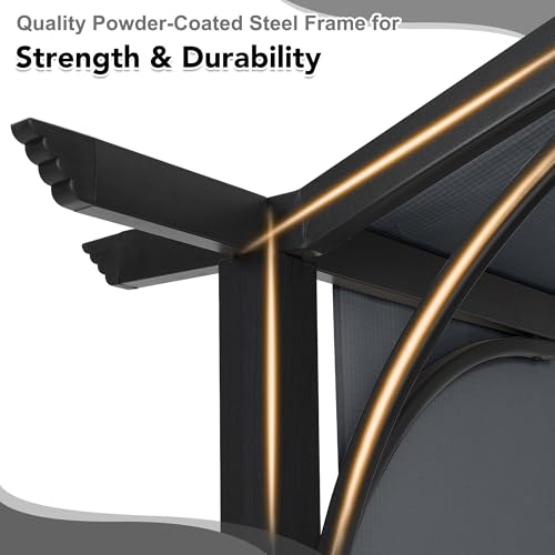 MASTERCANOPY 10x10 ft Heavy Duty Pergola with Sun Shade Canopy, Dark Grey image 21