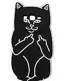Samsung Galaxy S8 Plus Case, Maoerdo Cute 3D Cartoon Black Middle Finger Cat Pocket Despise Cat Kitty Silicone Rubber Phone Case Cover for Samsung Galaxy S8 Plus