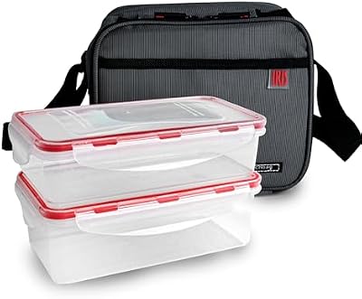 Saco de Comida Térmica 4,2 L - Saco Térmico Conjunto com 2 Recipientes Herméticos de 0,6 L e 0,8 L, Lancheira de Parede Extra Espessa com Efeito Frigorífico, Lancheiras de Trabalho, Camping, Cinzento