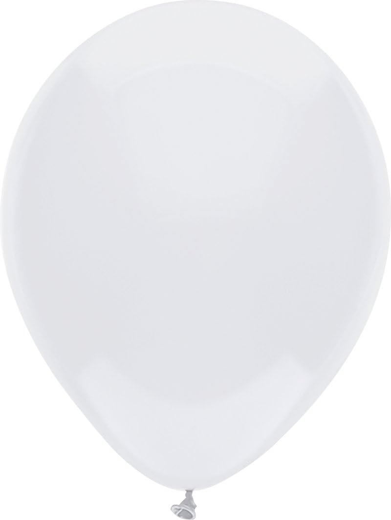PartyMate Made in the USA Standard Color Latex Balloons, 50-Count, Bright White