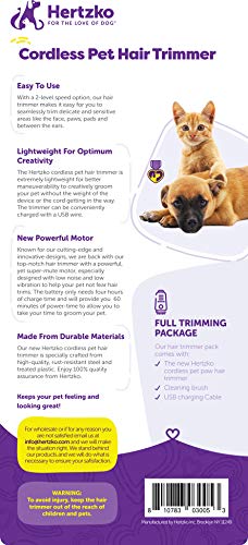 Hertzko Pet Hair Trimmer Dog Clipper - Grooming Shaver for Hair Around Face, Paws, Eyes, Ears of Dogs & Cats - Low Vibration - Low Noise - 2-Level Speed Option - Portable, Cordless, Rechargeable, - Thumbnail 5