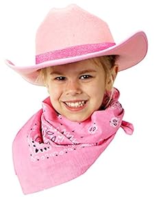 Jr. Cowboy Hat (Pink) Sparkle Ribbon with Bandanna
