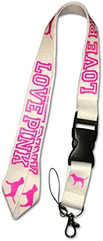 Love Pink Lanyard Key Chain Holder (White)