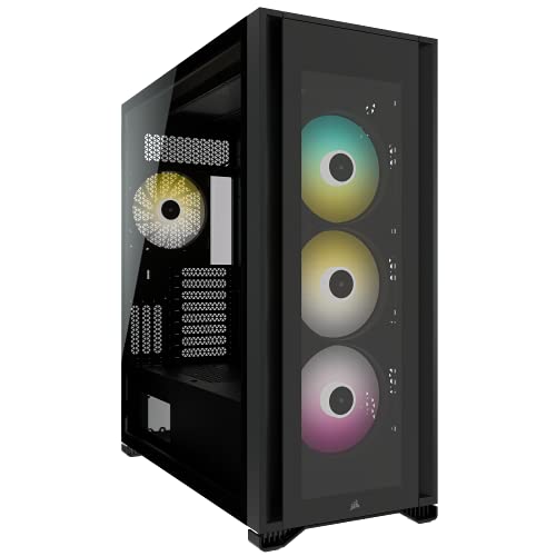 Corsair iCUE 7000X RGB Full-Tower-ATX-PC-Gehäuse (Drei Scheiben aus Gehärtetem Glas, Vier 140-mm-RGB-Lüfter Inbegriffen, Einfache Kabelführung, Smarte