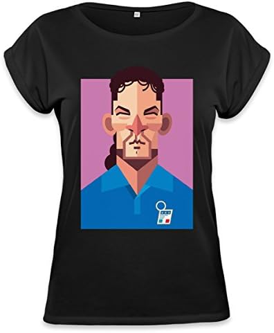 Roberto Baggio Funny Illustration Womens Continental Rolled Sleeve T-Shirt