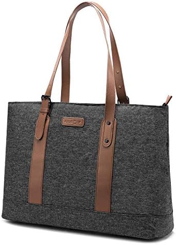 Utotebag Women Laptop Tote Bag, 15.6 Inch Notebook Ultrabook Shoulder Bag Lightweight Nylon Briefcase Classic Handbag Handle Adjustable Work Travel Business Bag (Black)