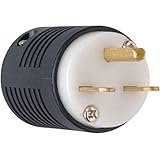 Pass & Seymour PS5666XCC10 Double Pole 3-Wire Grounding Heavy Duty Straight Blade Plug, 250V, 15-Amp, Black/White