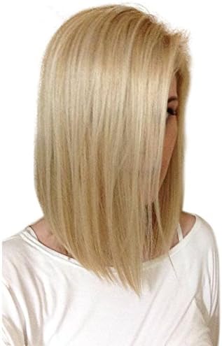 Oulaer Blonde Lace Front Human Hair Wig Honey Silky Straight Pre Plucked Lace Wig 613 Short Bob Brazilian Human Hair Wigs for Women 16Inches Full Lace Wigs