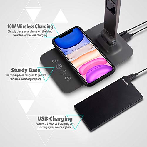 image for INNOKA LED Desk Lamp with 10W Qi-Enabled Wireless Fast Charger LCD Cal