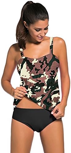 Amady Women's Halter Swimsuit Tankini 2pcs Bikini Swimsuit