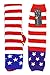 Bienvenu Women's Extra Long Striped Socks Glove Set Over Knee High Opaque Stockings,Red Blue