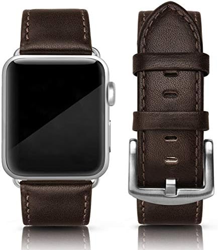 SWEES Leather Strap Compatible for iWatch Band 42mm 44mm, Genuine Leather Vintage Replacement Watchband Strap for iWatch Series 4 3 2 1, Sports & Edition Men, Coffee Brown
