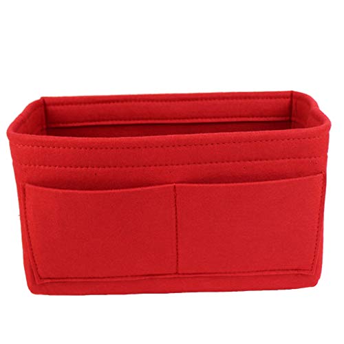 Felt Insert Bag Organizer Bag in Bag for Handbag Purse Organizer - Lmieson Multi Pocket Insert In Bag fit with Tote & Handbag, Speedy 35 and Neverfull MM, Red (Large) - Thumbnail 7
