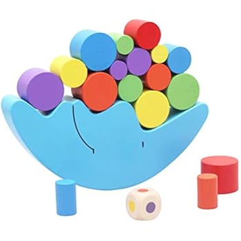 Wooden Stacking Blocks Balancing Game，Moon Equilibrium Game，Sorting Toy Balancing Moon Toy for Kids, Babies, Girls, Boys