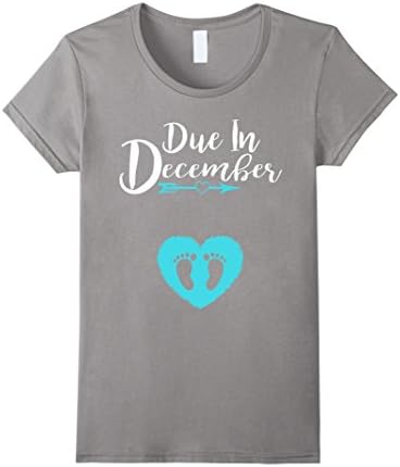 Women's Due In December Cute Baby Boy Maternity Announcement Shirt XL Slate