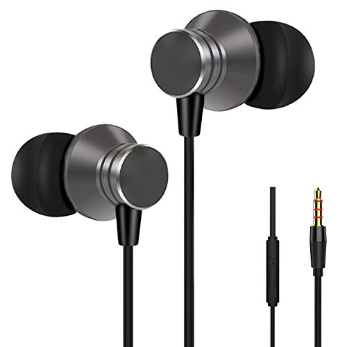 Earbuds Stereo Headphones in-Ear Earphones with Microphone Mic Wired Earphone Compatible iPhone iPod iPad Samsung Android Smartphones Tablet Laptop 3.5mm Jack (Black)