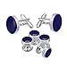 Salutto Men's Cufflinks and Studs Set for Formal French Shirt Formal Navy with Shiny Blue