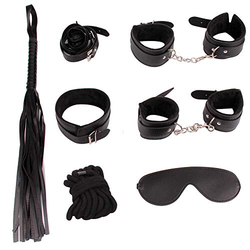 7/10 Pcs Handcuff Adjustable Leather Handcuffs Set with Comfortable Wrist and Ankle Cuffs Fits Women and Men