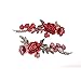 Welecom 2 Pcs Peony Flowers on Vine Embroidered Appliques/ Craft Sew on Patches Symmetric Design