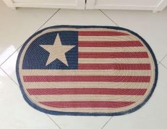Amazon おしゃれ アメリカ国旗 星条旗風 デザイン 楕円形 マット 玄関マット 50 75cm 玄関マット オンライン通販
