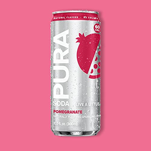 PURA SODA LOW SUGAR, NATURAL FLAVORS, NO COLOURANTS, NO ARTIFICIAL SWEETENERS, ONLY 5 INGREDIENTS– 10.1 OUNCES (PACK OF 24) (POMEGRANATE)