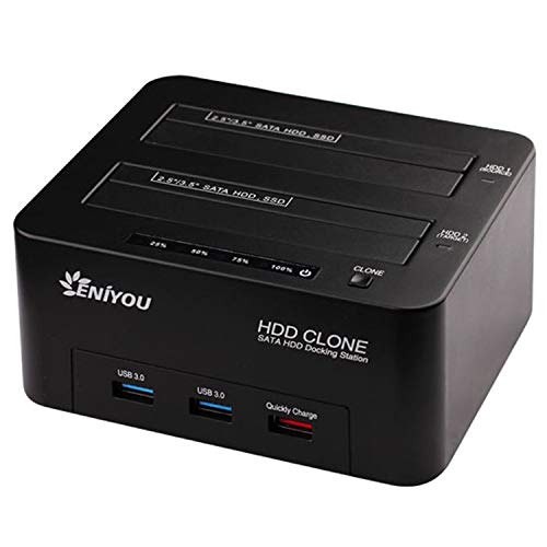 Hard Drive Docking Station, USB 3.0 to SATA HDD Docking Station Dual-Bay External Hard Drive Dock with Offline Clone Function for 2.5"/3.5" SATA HDD SSD Drives, Support 2X 10TB
