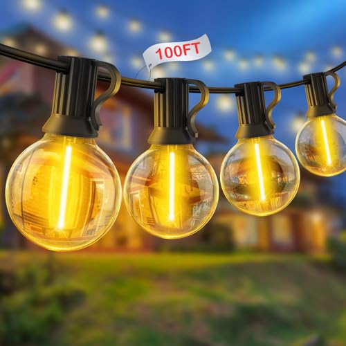 YRATERVSR Lichterkette Außen LED Strom Outdoor 30M G40 Glühbirnen Gartenbeleuchtung Balkon Lichterketten Mitwetterfest für Pavillon Party Terrassen Be